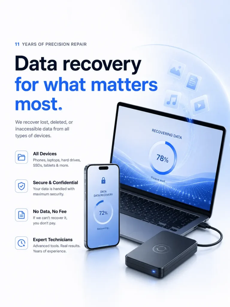 Company storage devices undergoing business data recovery through the WeFixed B2B partner program in Arlington, Virginia